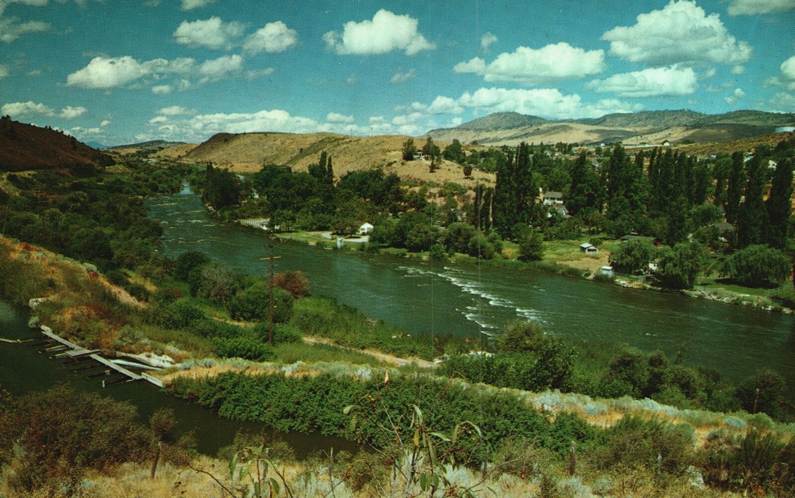 Vintage Postcard Link River Klamath Falls Shortest River Oregon OR