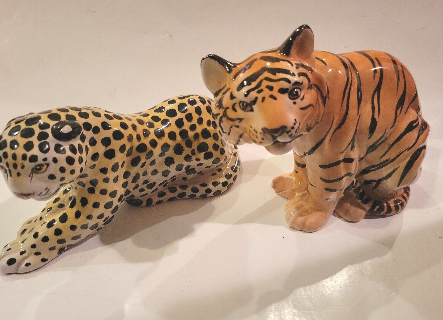 Cheetah And Tiger porcelain over Terracotta, made in Italy. Rare, Vintage