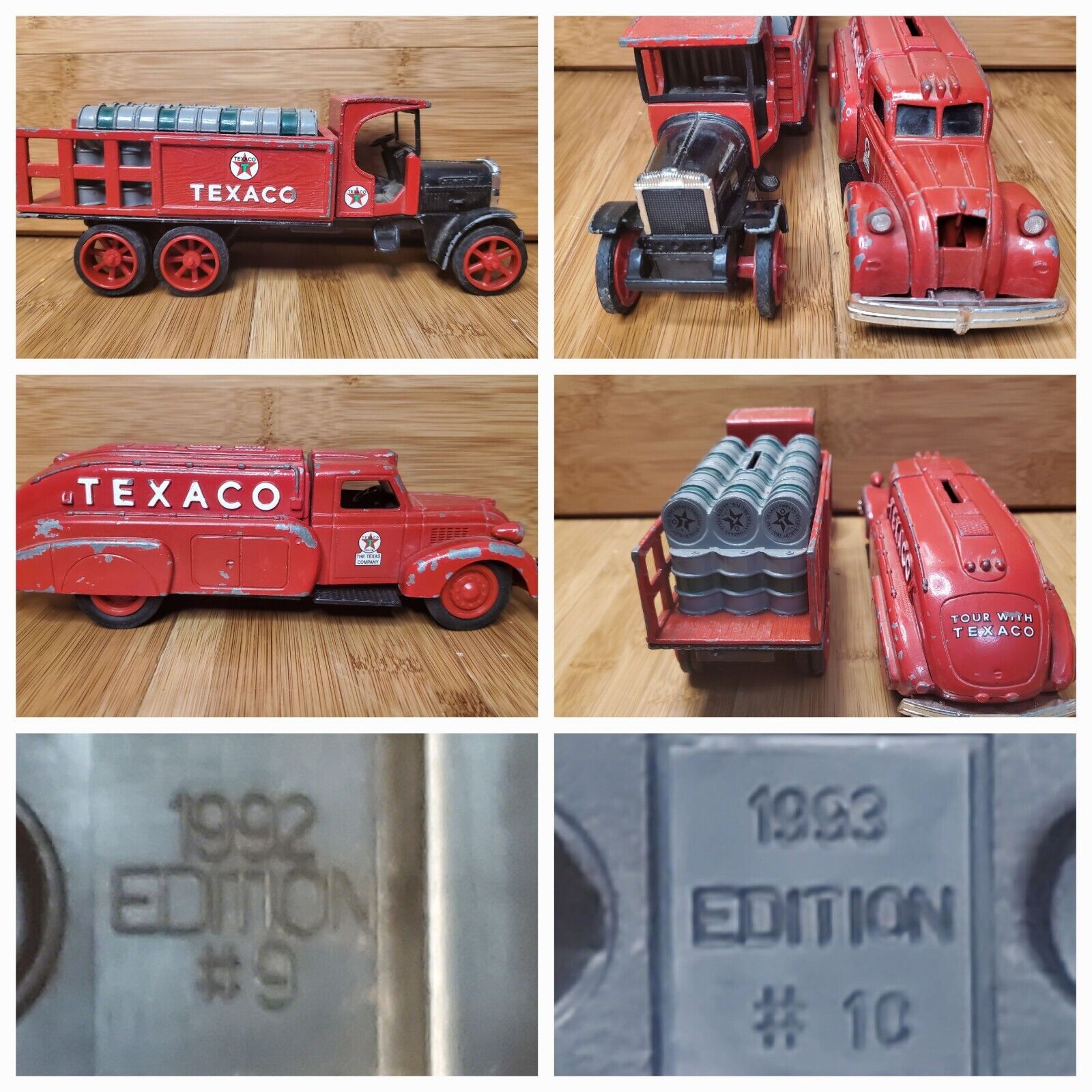 1992 &1993 ERTL Texaco Die Cast - 1939 Dodge Airflow & Kenworth Truck Coin Bank 