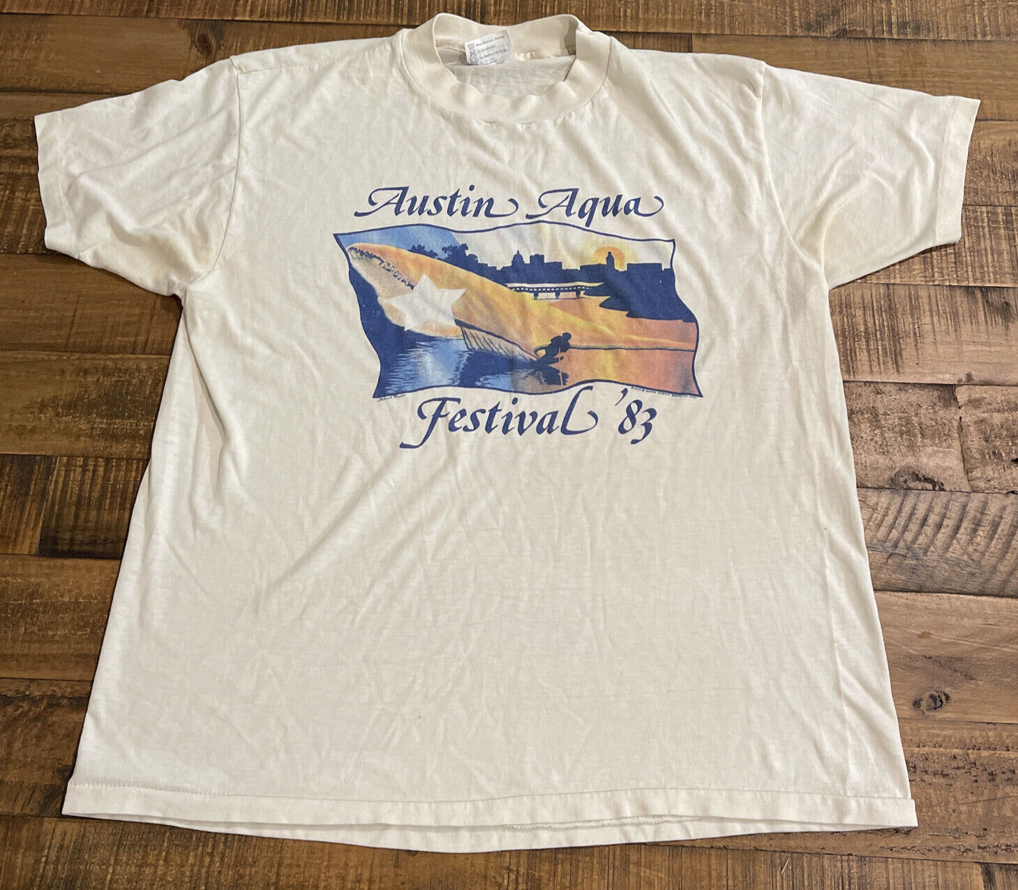 RARE 1983 Austin Aqua Festival T-SHIRT Size Large super rare vintage