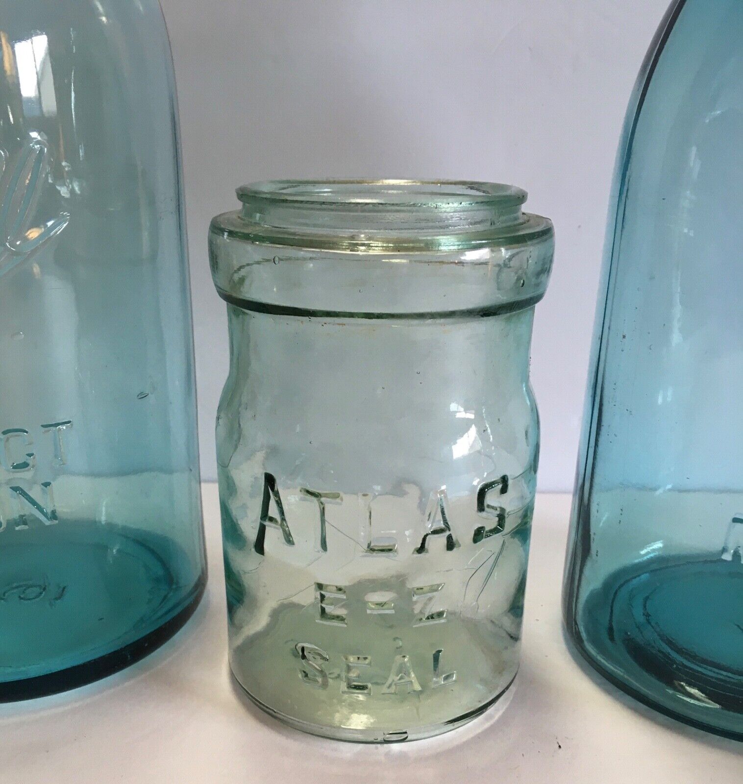 Rare Citron Yellow Green Atlas E-Z Seal Quart Fruit Canning Jar Ca 1920 Dug Neat