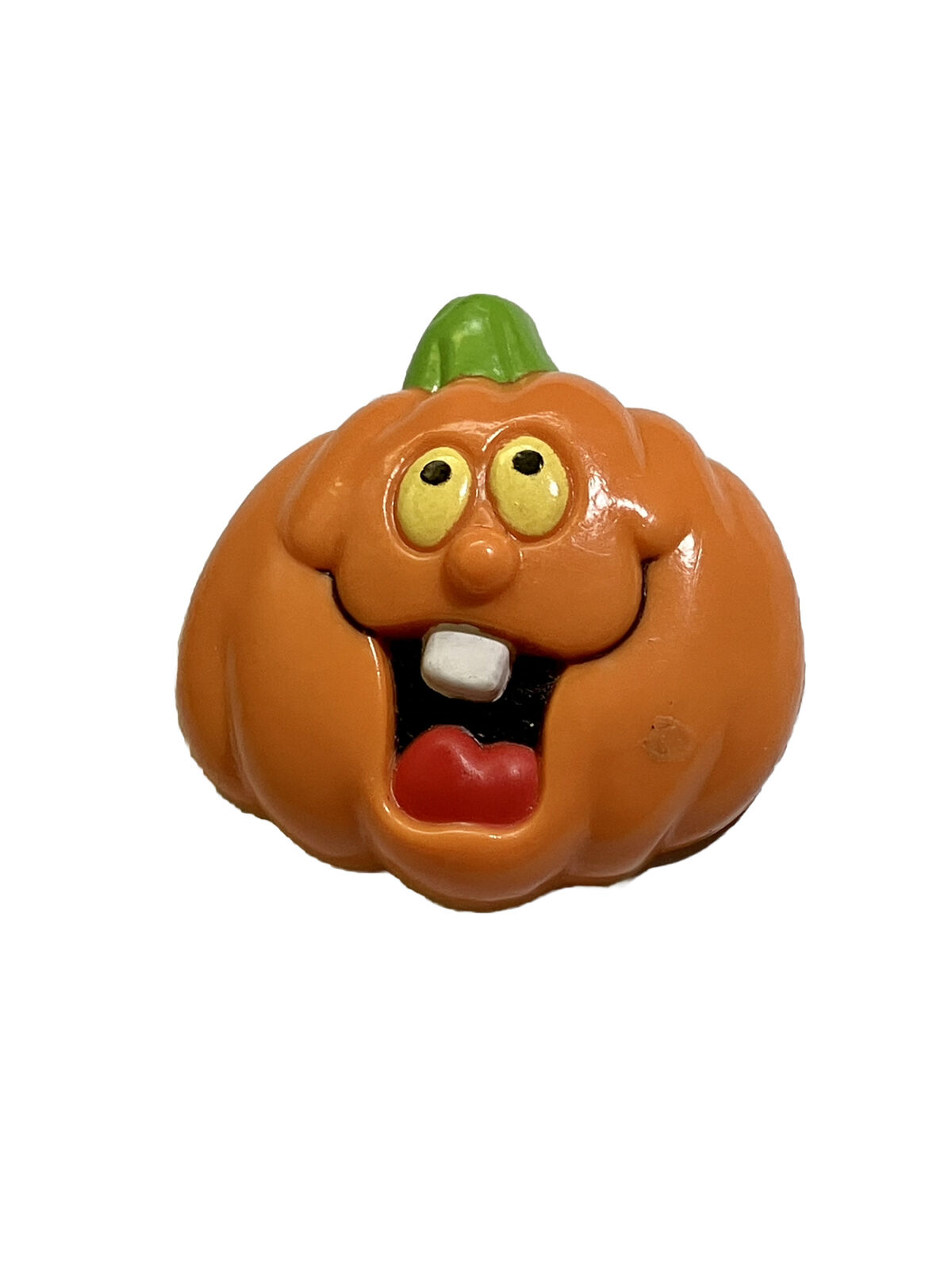 Vintage Orange Russ Pumpkin Funny Face JackOLantern Pin Brooch Holiday Plastic