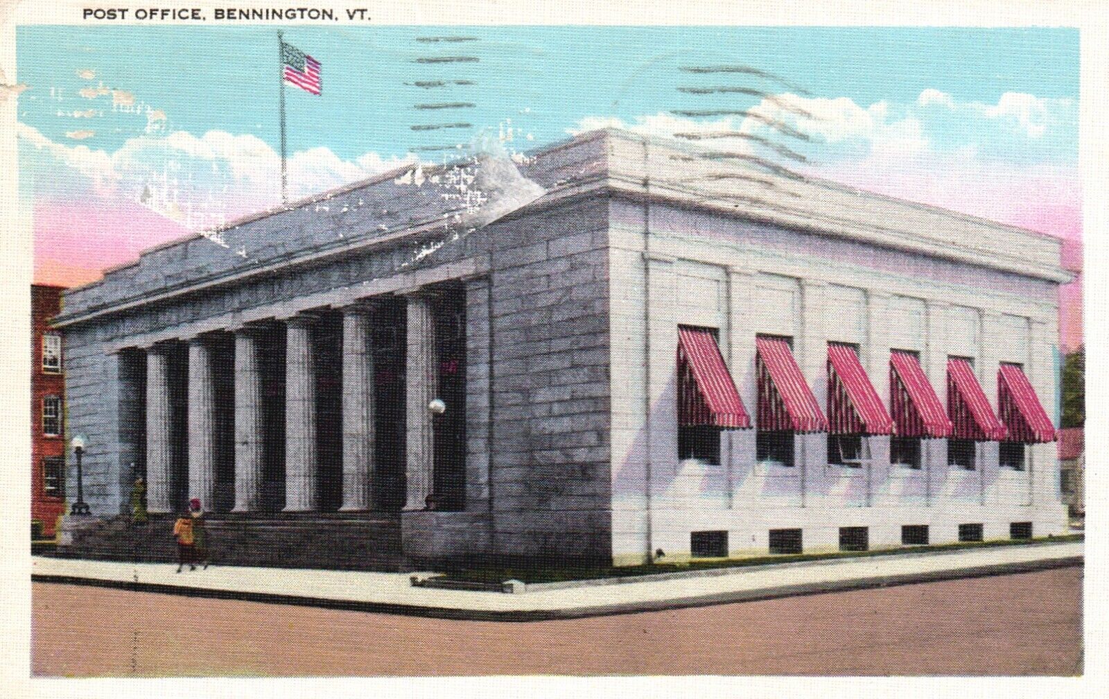 Postcard VT Bennington Vermont Post Office 1934 Linen Vintage PC e2500