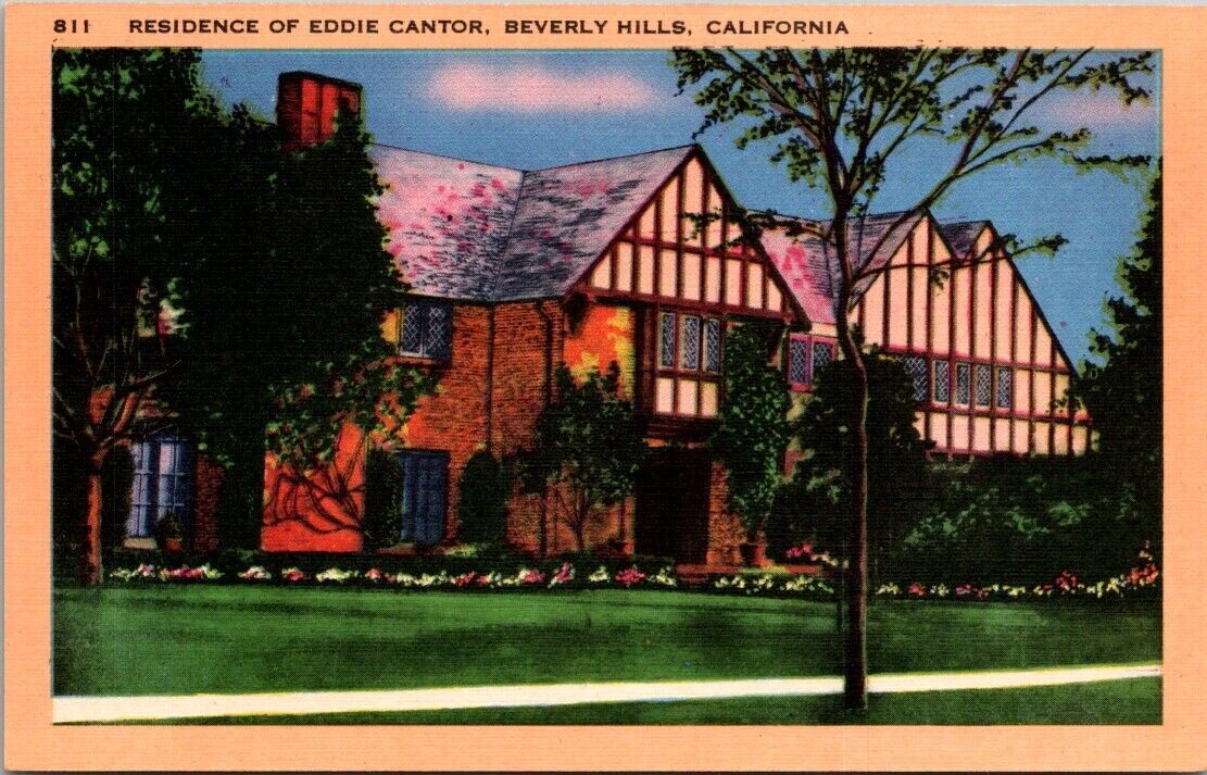 Beverly Hills CA California Residence Of Eddie Cantor Vintage Postcard Unposted