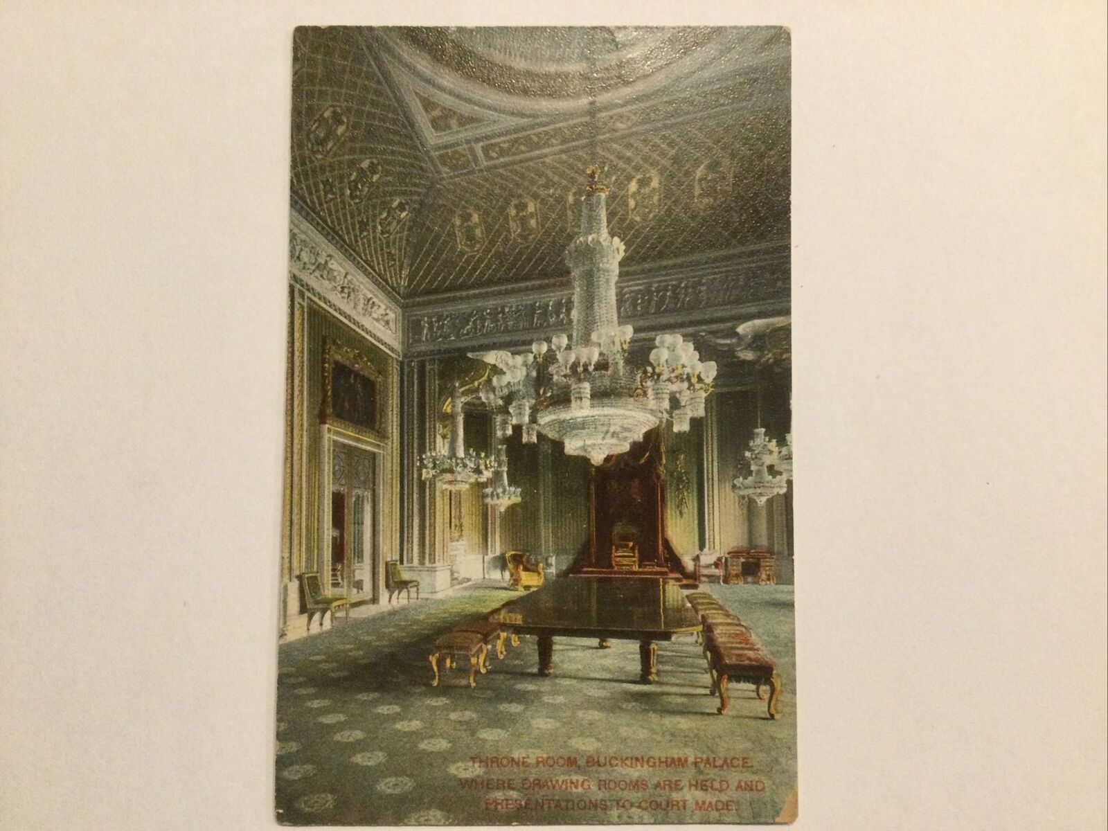 Vtg Postcard Throne Room Buckingham Palace, England A8