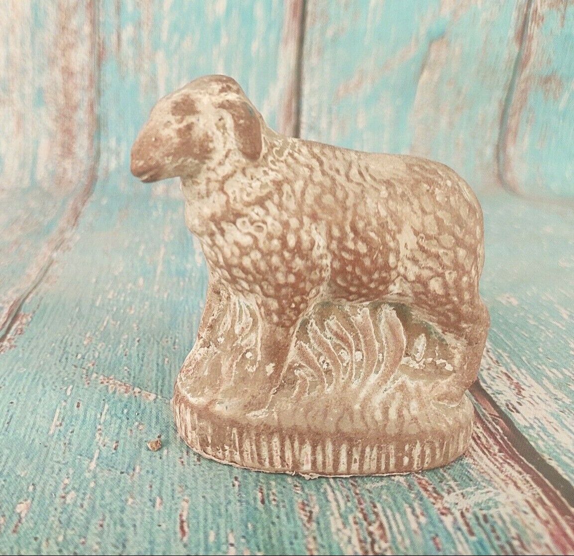 Rare Vintage Beautiful River Clay Made Sheep Statue/Figurine Indian Collectible