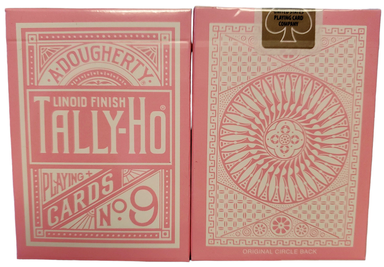 Pink REVERSE Circle Back Tally Ho Playing Cards by Bicycle Poker Dougherty 1885