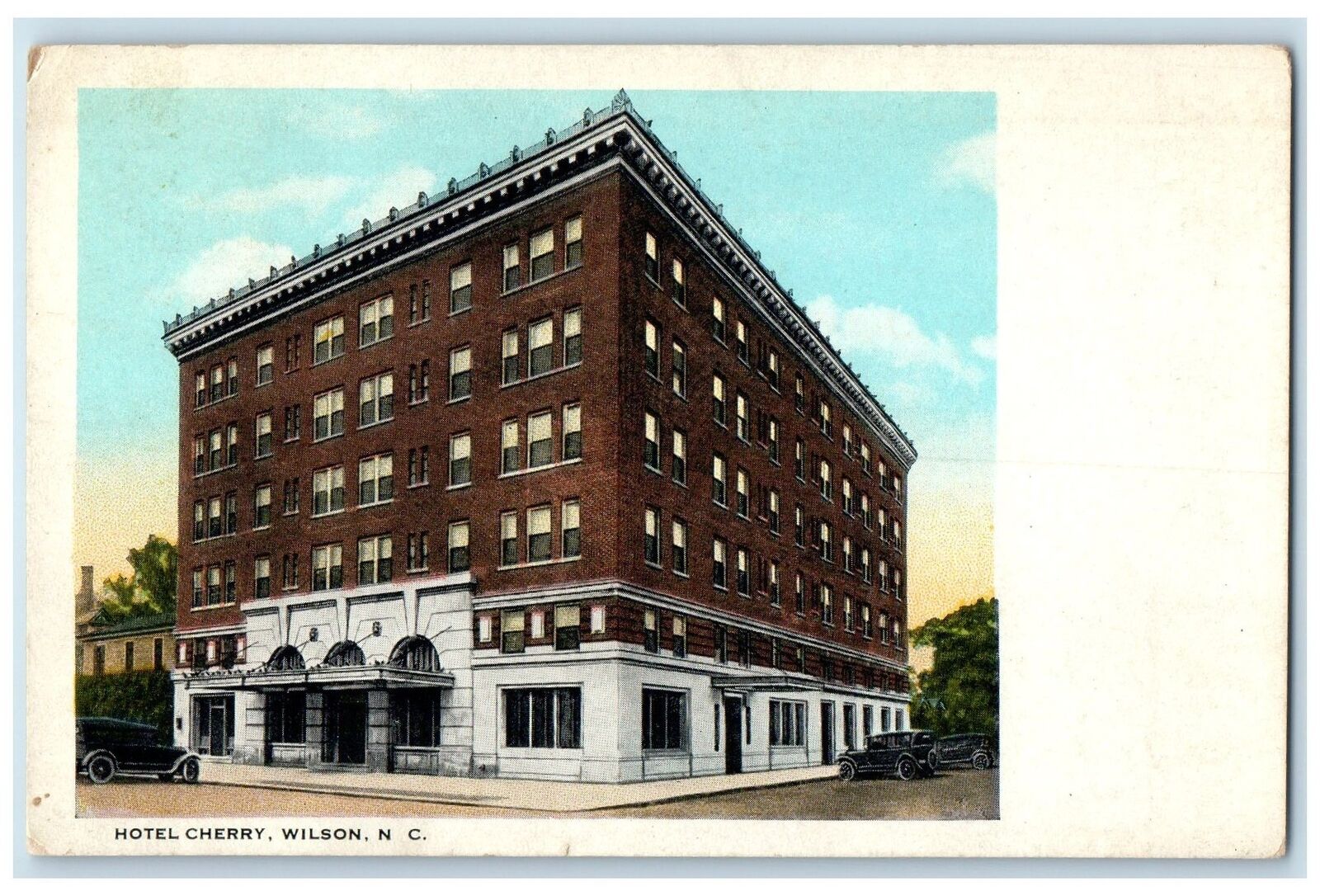 1923 Hotel Cherry & Restaurant Classic Cars Wilson North Carolina NC Postcard