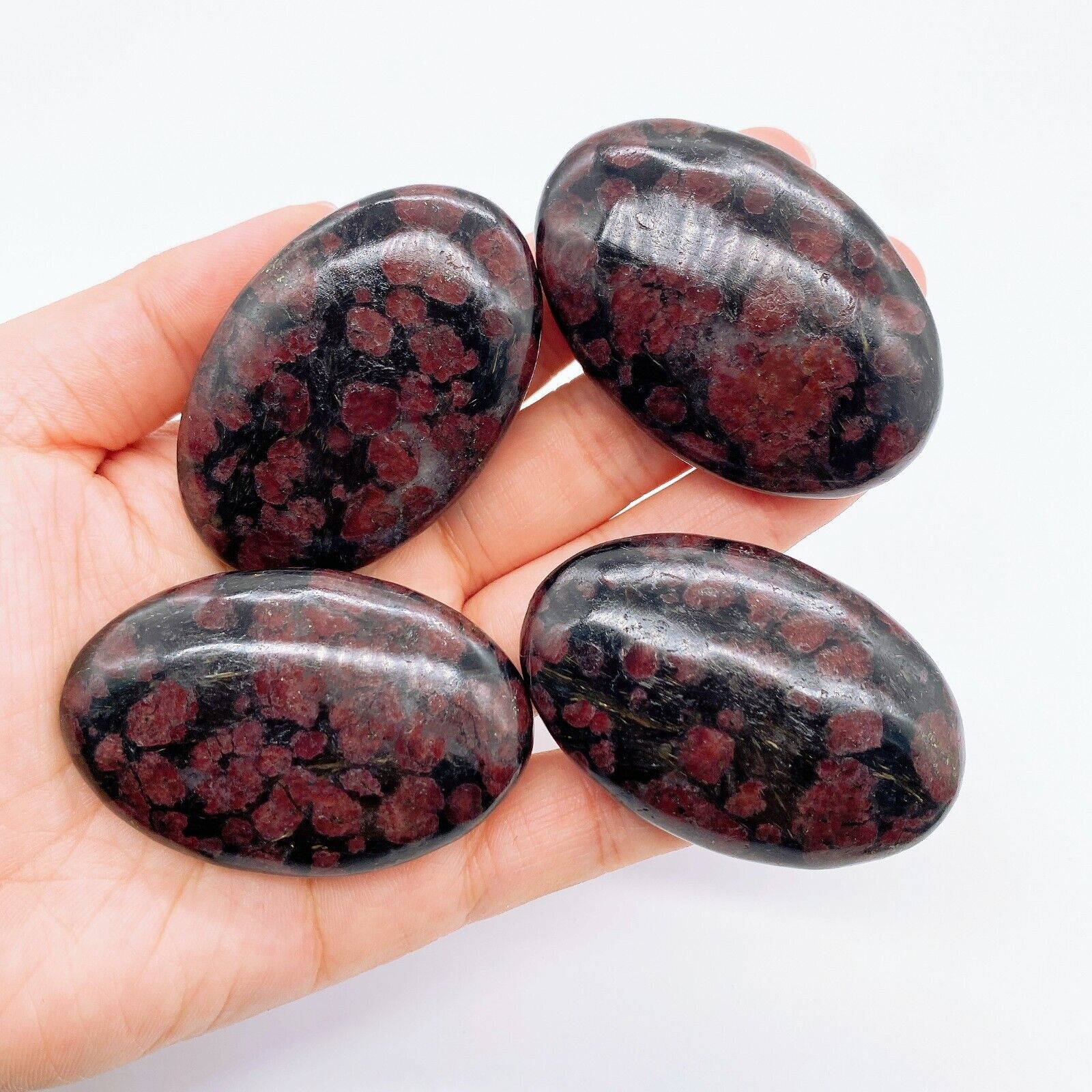 1PC Natural Garnet Palm Crystal Stone Mineral message tool Home Decor