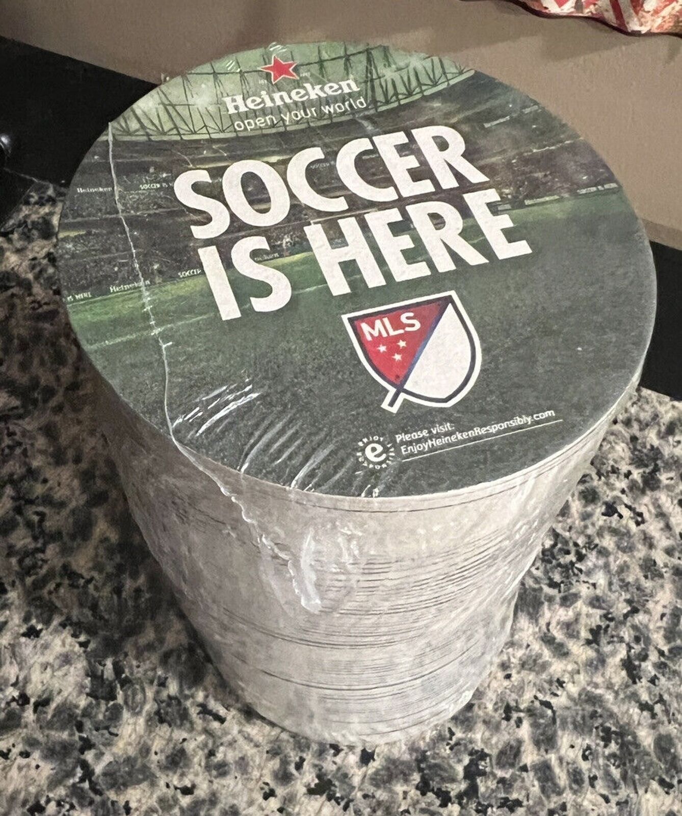 Heineken MLS Beer Coasters Soccer Is Here 100 Pack Man Cave Bar New Sealed