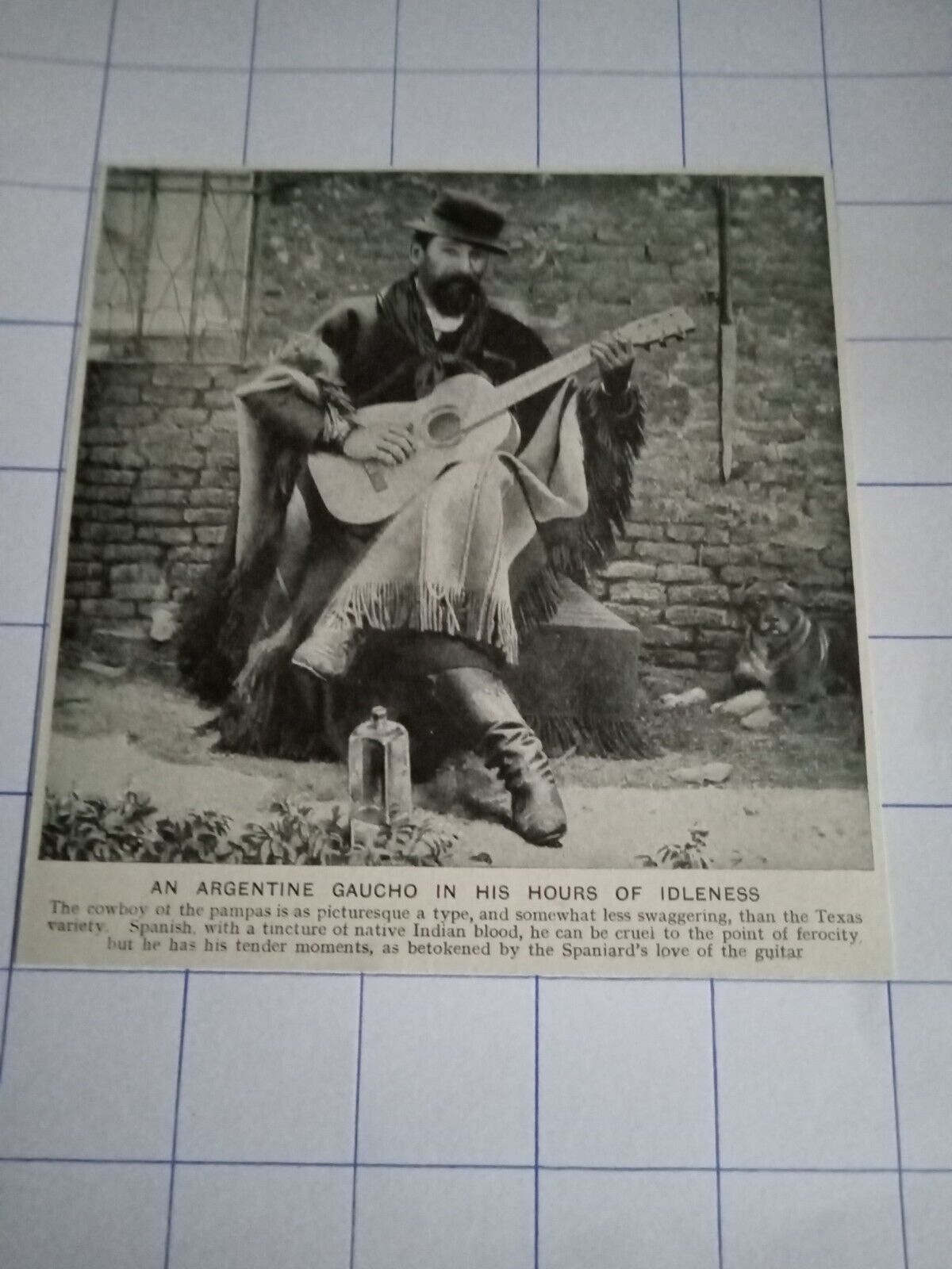 Argentina Argentine gaucho cowboy playing guitar c 1920