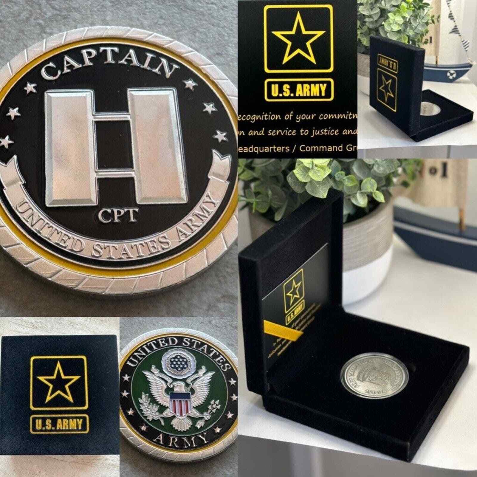 Us Army Captain Rank Challenge Coin Military With Special Army Velvet Case