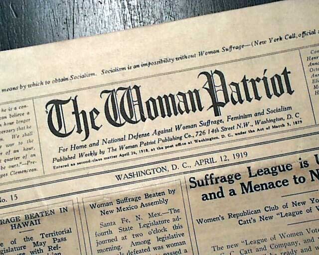 Rare ANTI WOMEN\'S SUFFRAGE Feminism Woman\'s Right to Vote 1919 D.C. Newspaper