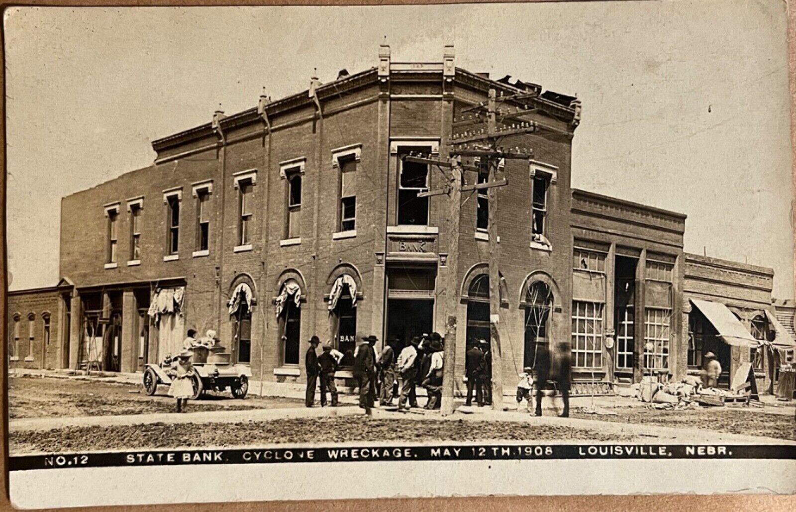 RPPC Louisville Nebraska Cyclone Disaster Cass County Real Photo Postcard 1908