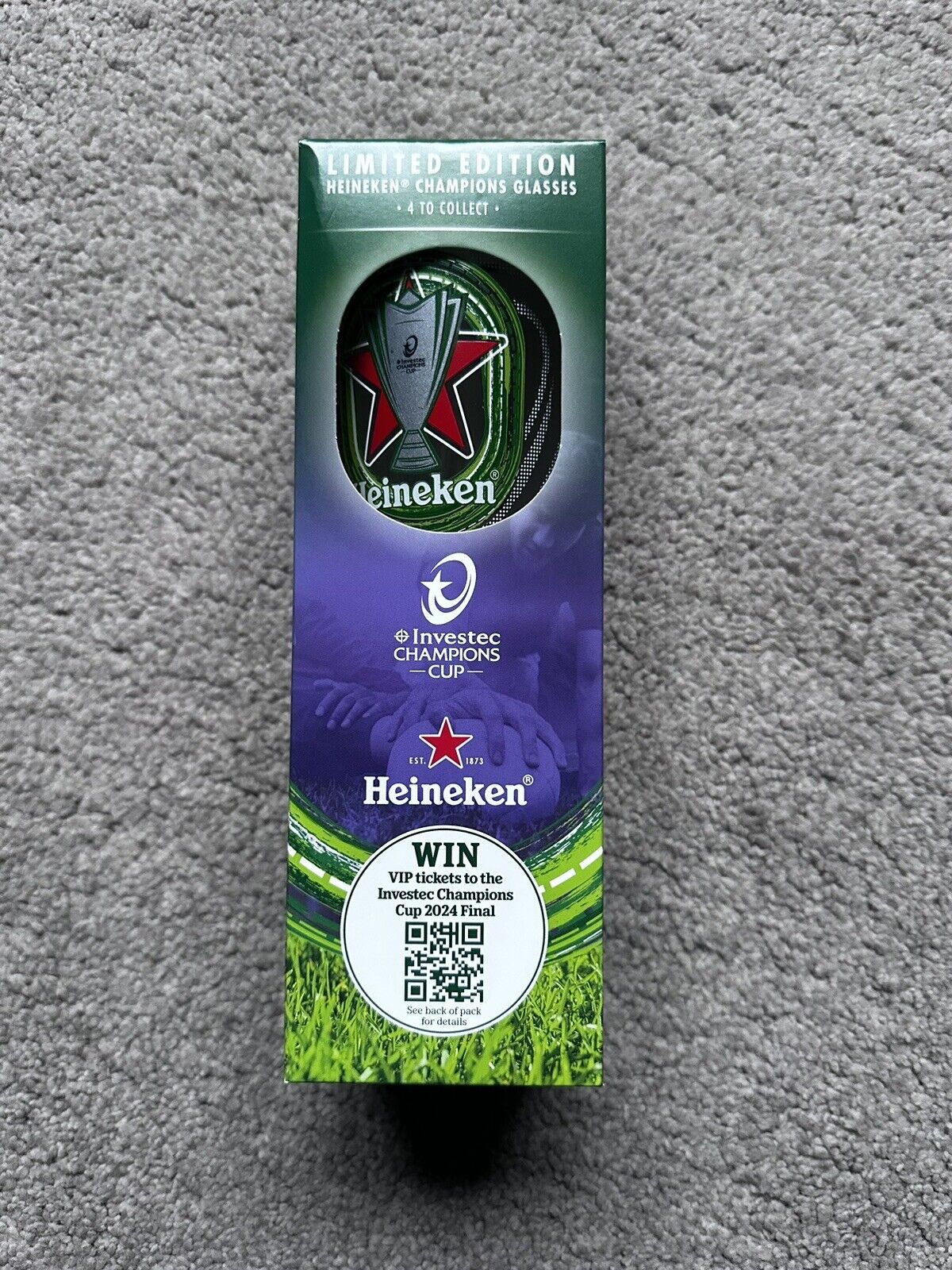 Heineken Investec Rugby Union Champions Cup Limited Edition Glass 2024 Boxed