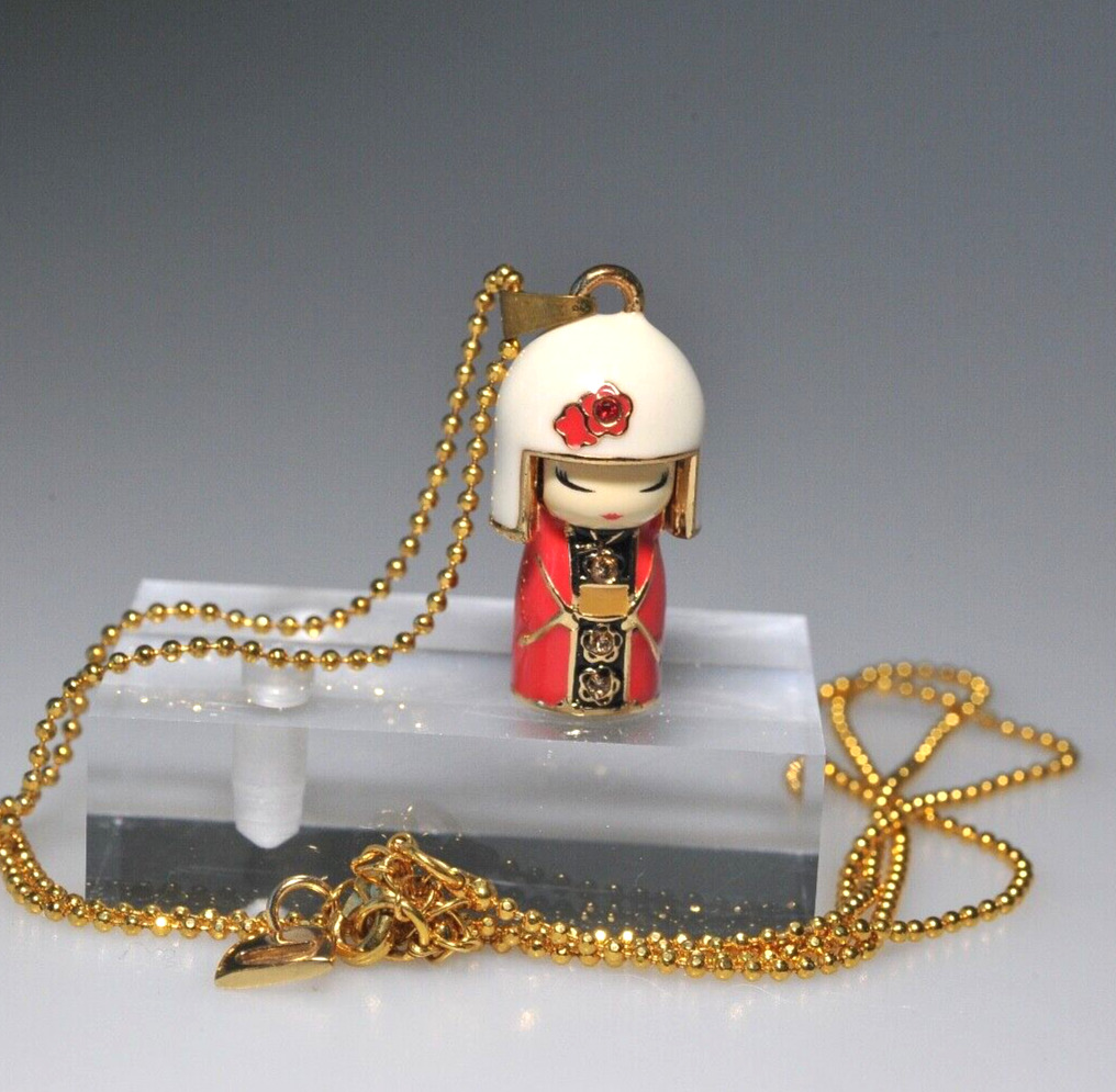 RARE Kimmidoll Collection signed metal enamel  crystal necklace charm HTF  AJ28