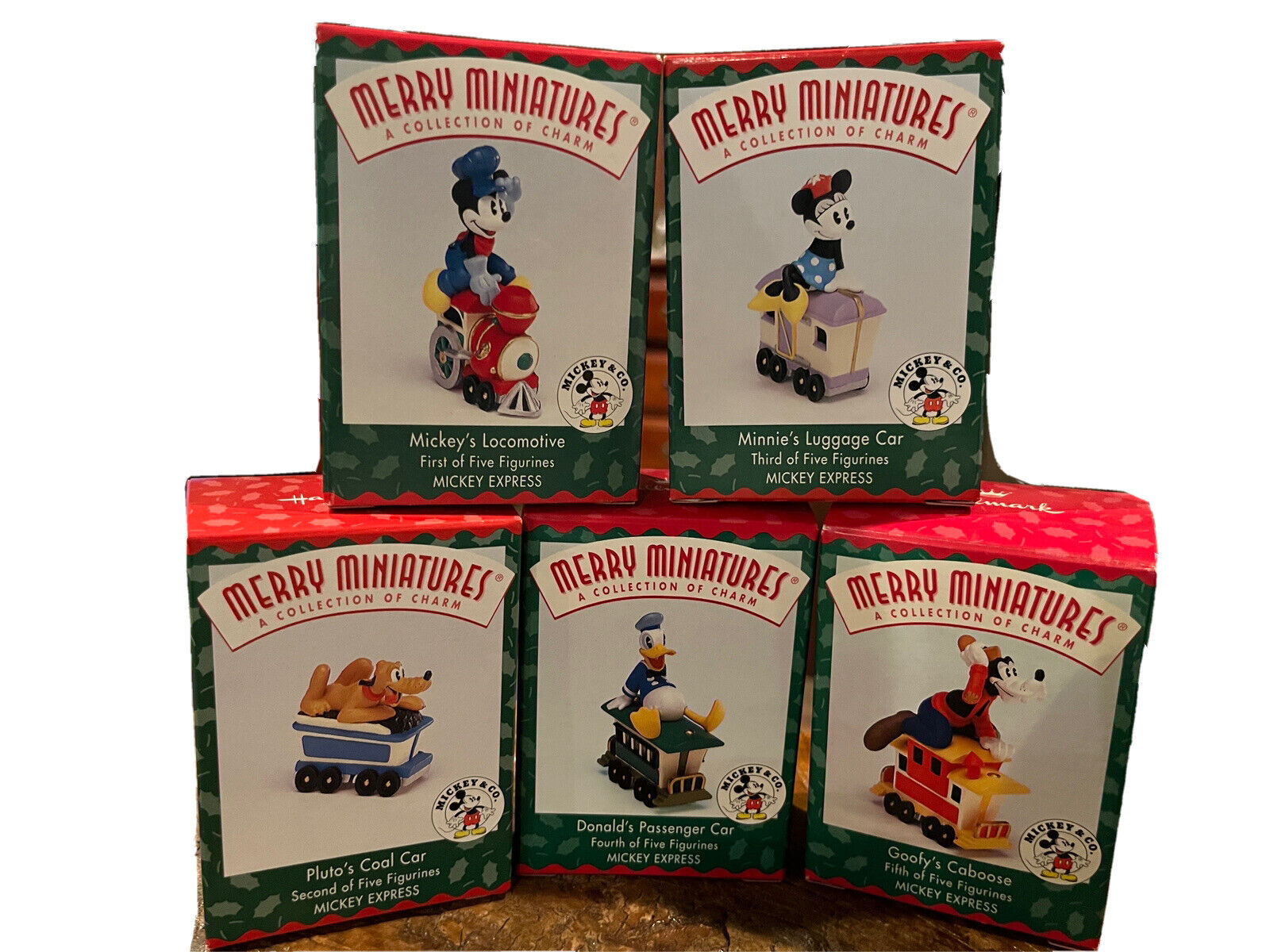 Hallmark 1998 Merry Miniatures Mickey & Co. Express Disney Train Set of 5