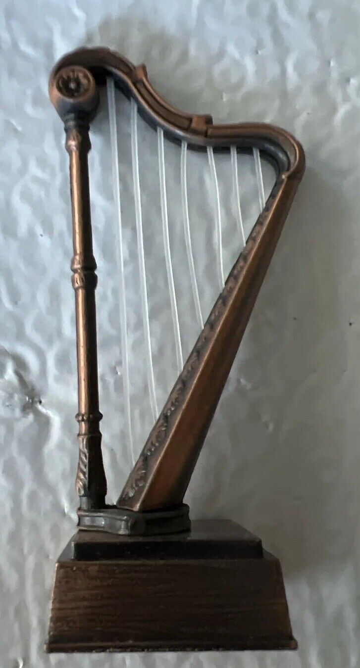 Vintage Die Cast Metal Pencil Sharpener Harp Miniature Musical Instrument
