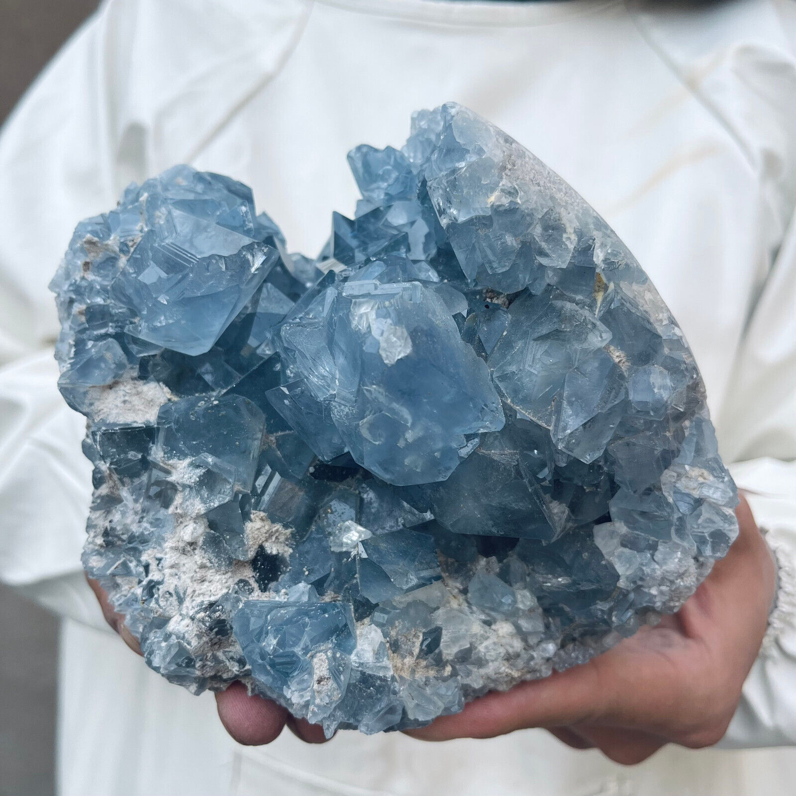 5.3lb Large Natural Blue Celestite Crystal Geode Quartz Cluster Mineral Specime