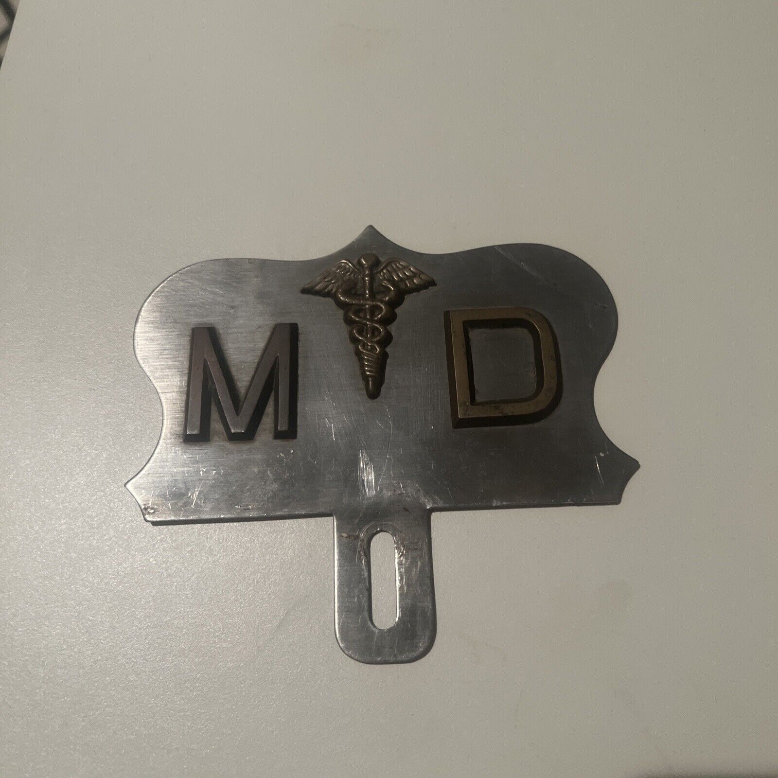 Vintage MD Medical Doctor Auto Car Truck License Plate Topper - Collector Find