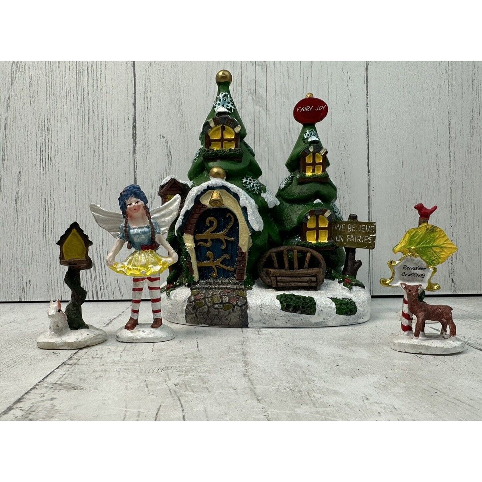 Fairy Garden Christmas Elf House Set Village 5 Piece Set Walmart 6” We Believe