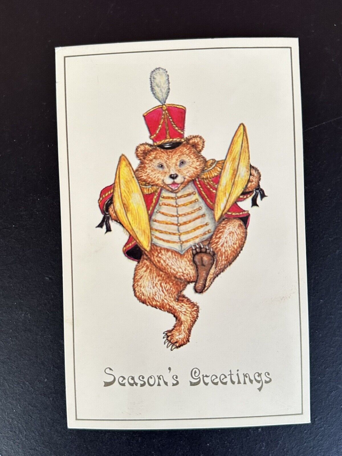 Postcard “Season’s Greetings” Musical Bear Play Cymbals ￼