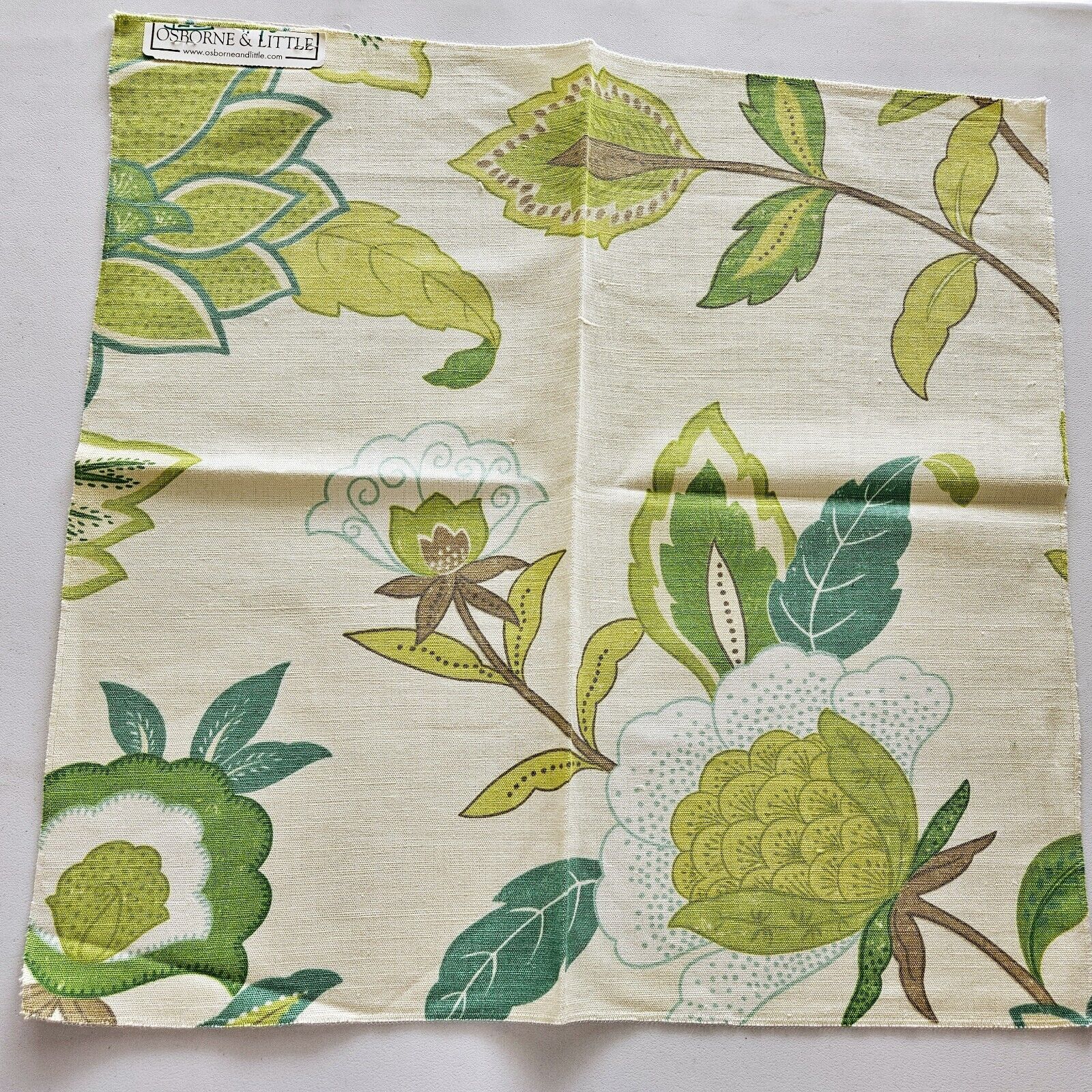 Vint 2007 OSBORNE & LITTLE Fabric Remnant - PALACIO - Jacobean Leaf - 18 1/2\