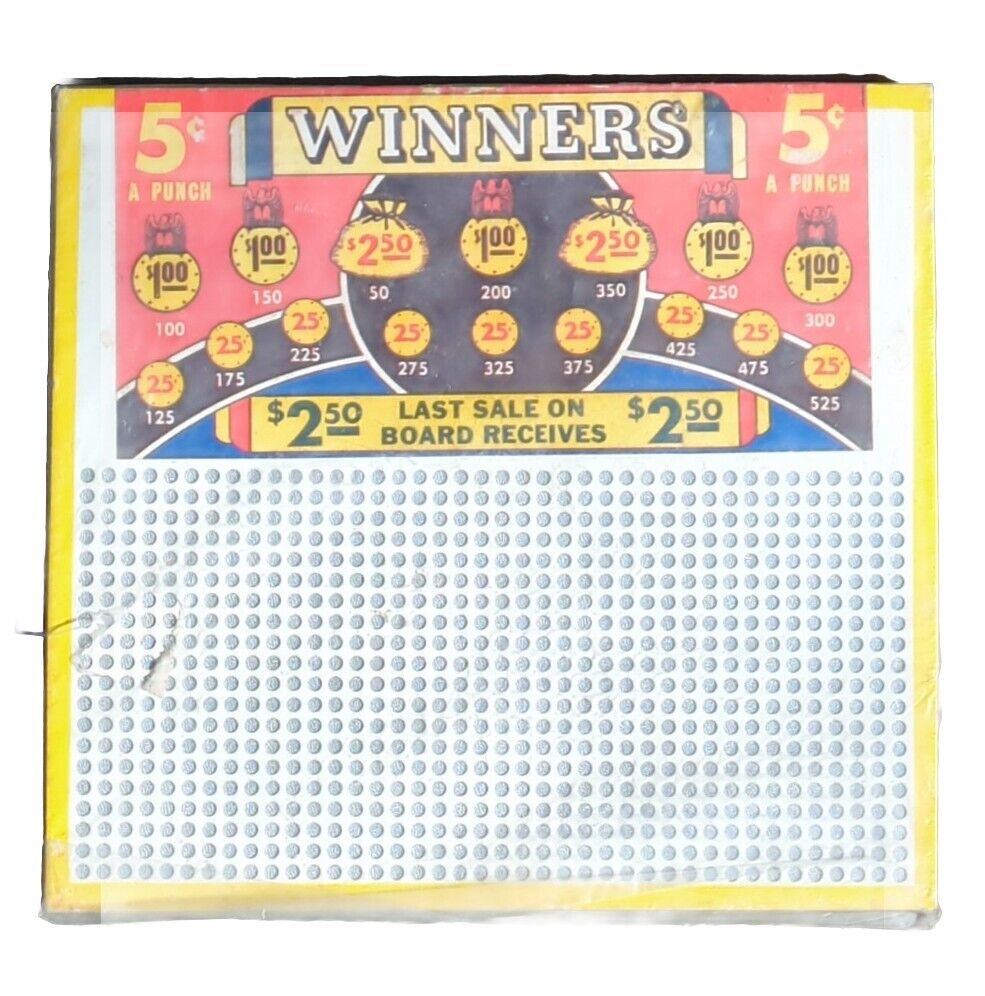 Vintage Nickel Punch Board Gambling Game Money Bags $2.50 Unpunched New NOS