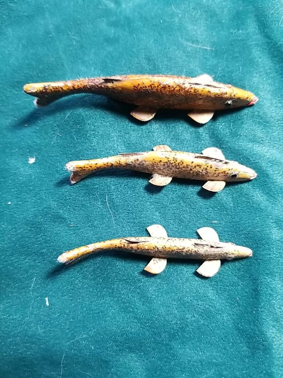 Three Antique Homemade Hand Carved Wood/Metal Fish Lures/Decoys Collectibles 👀