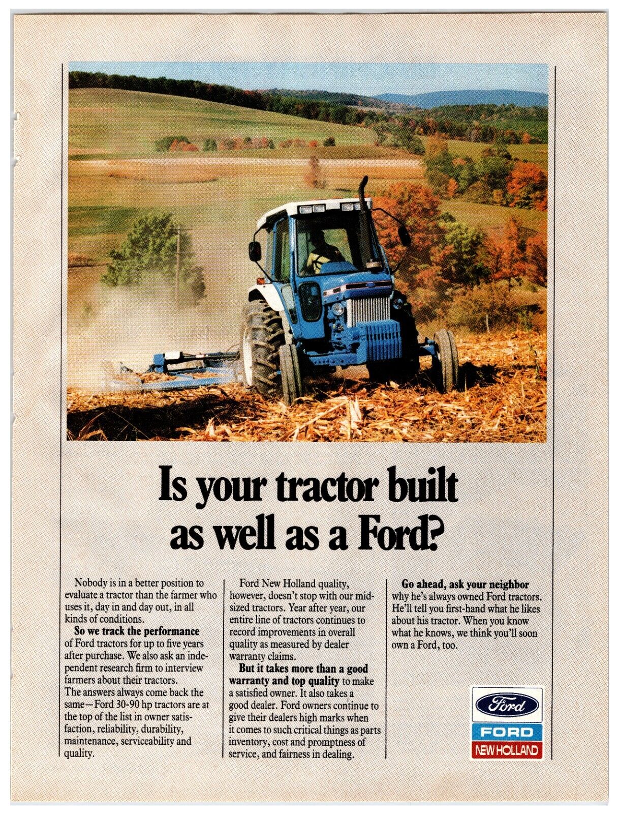 1988 Ford 30 / 90 hp Tractors - Original Print Advertisement (11x8)