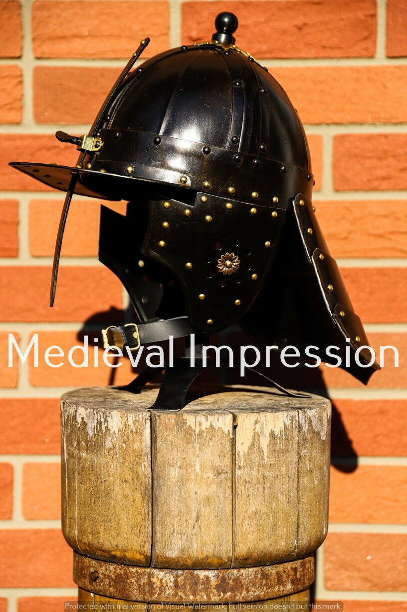 Medieval Hussar Helmet Black Helmet Replica Medieval Helmet