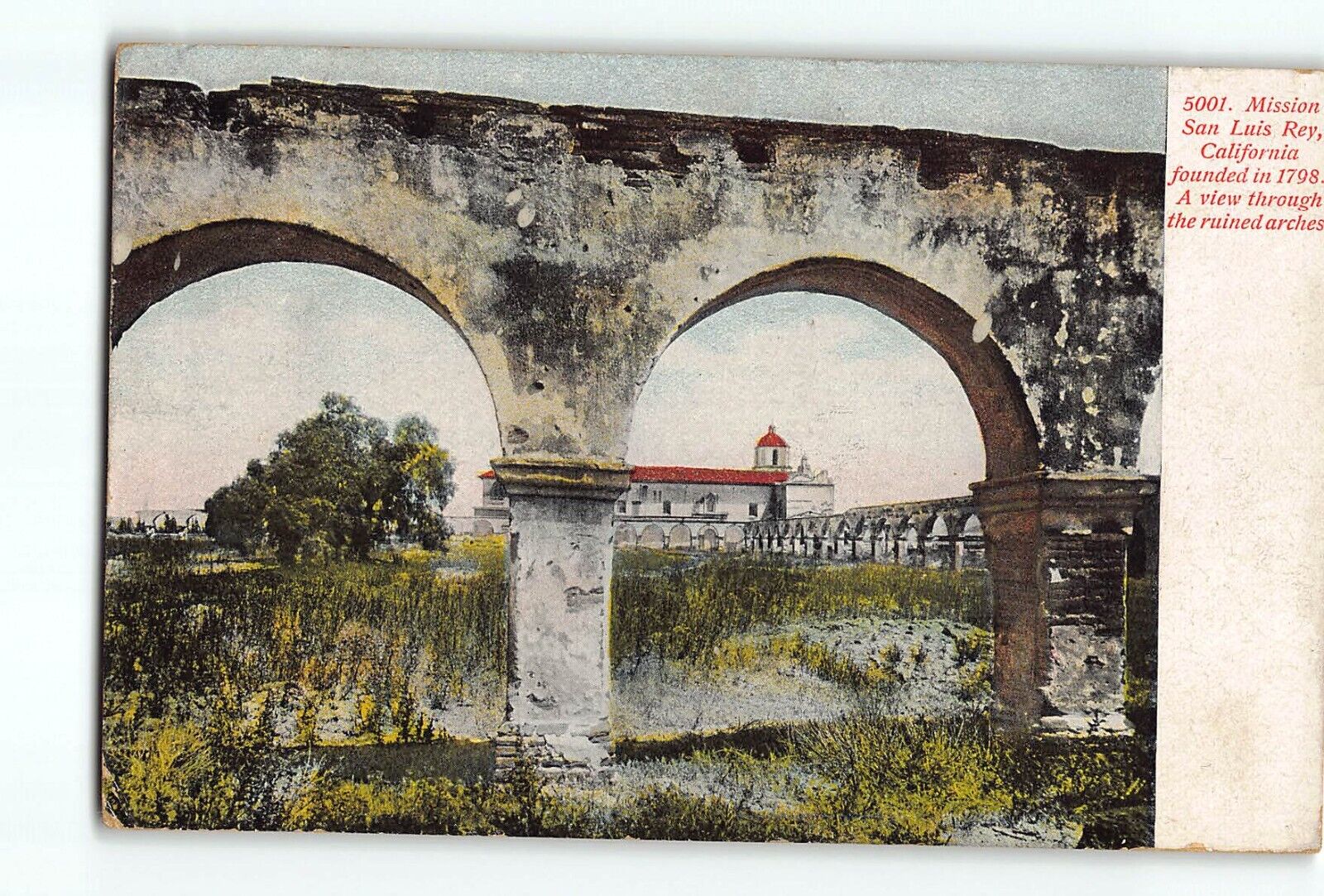 Old Vintage 1915 Postcard of Mission San Luis Rey de Francia in Oceanside CA