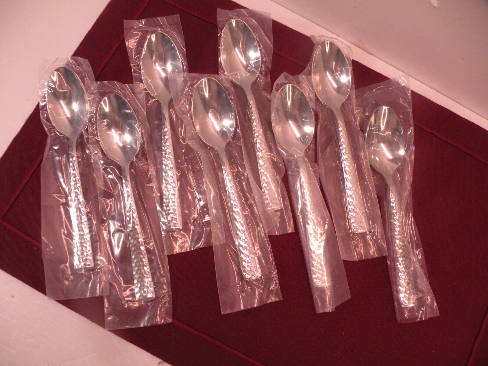 Set Of 8 Robinson Surry Hammered Stainless Steel Teaspoons 6 3/8\