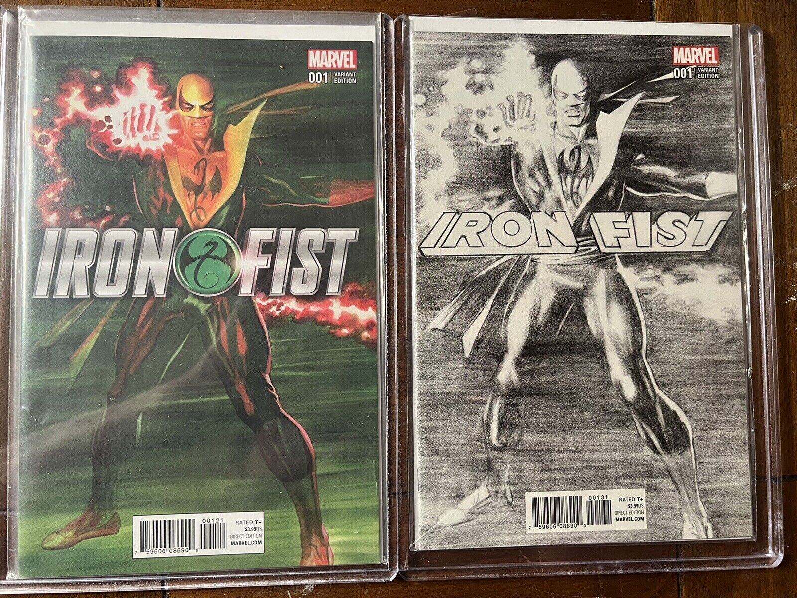 IRON FIST #1 5/17 ALEX ROSS  1:50 1:100 VARIANTS SET OF TWO NM TOP-LOADERS NICE