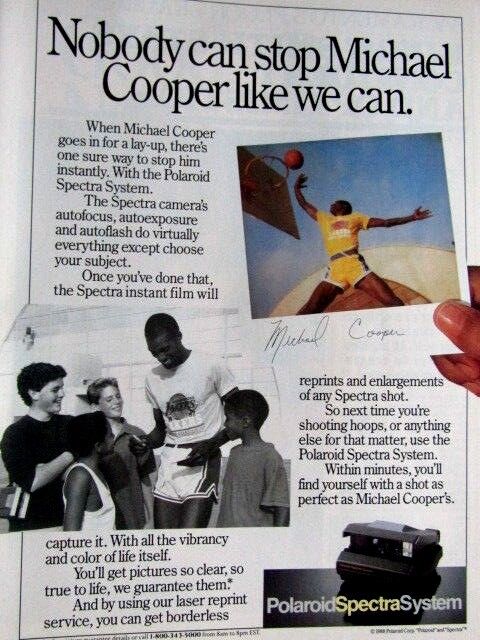 1988 Michael Cooper Los Angeles Lakers Polaroid Original Print Ad 8.5 x 10.5\