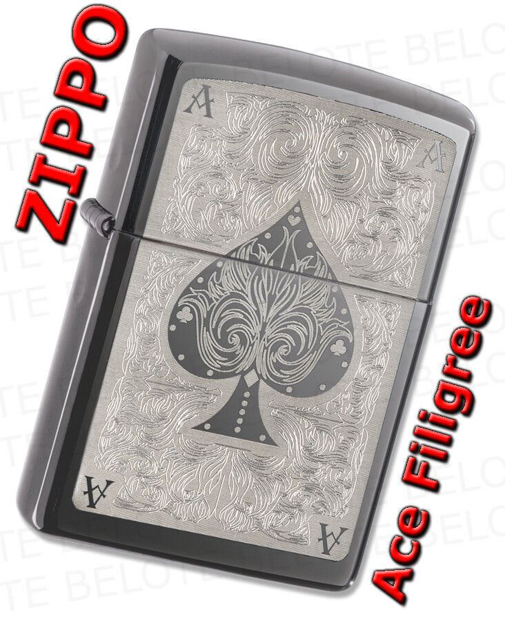 Zippo Ace Filigree Black Ice Windproof Lighter 28323 **NEW**
