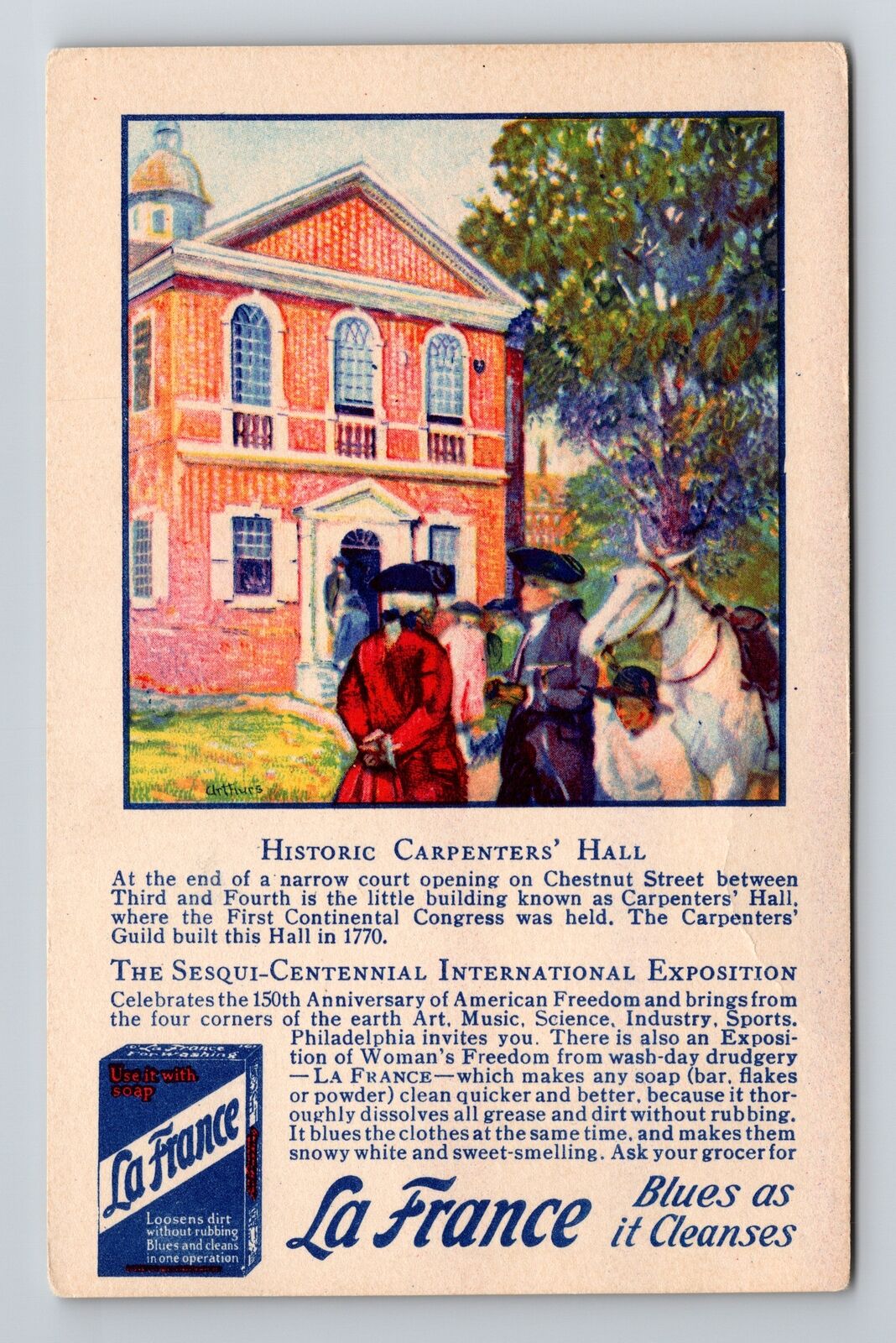 Sesqui-Centennial Exposition 1926 -La France Soap Advertising Vintage Postcard