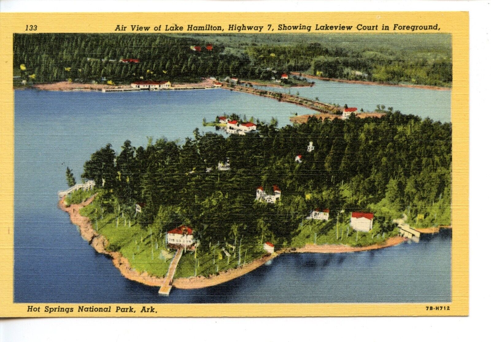 Lake Hamilton-Lakeview Court-Hot Springs National Park-Arkansas-Vintage Postcard