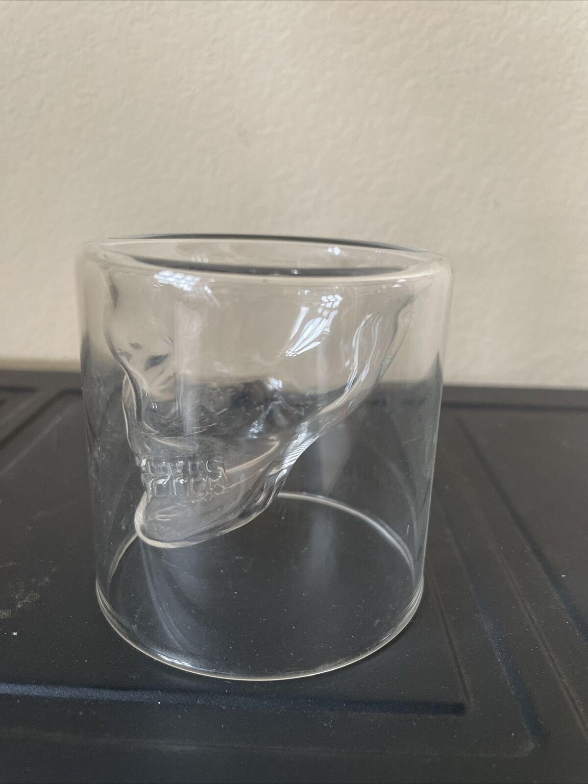 3D skull clear shot glass drinkware barware  2.75” tall 2.75” diameter