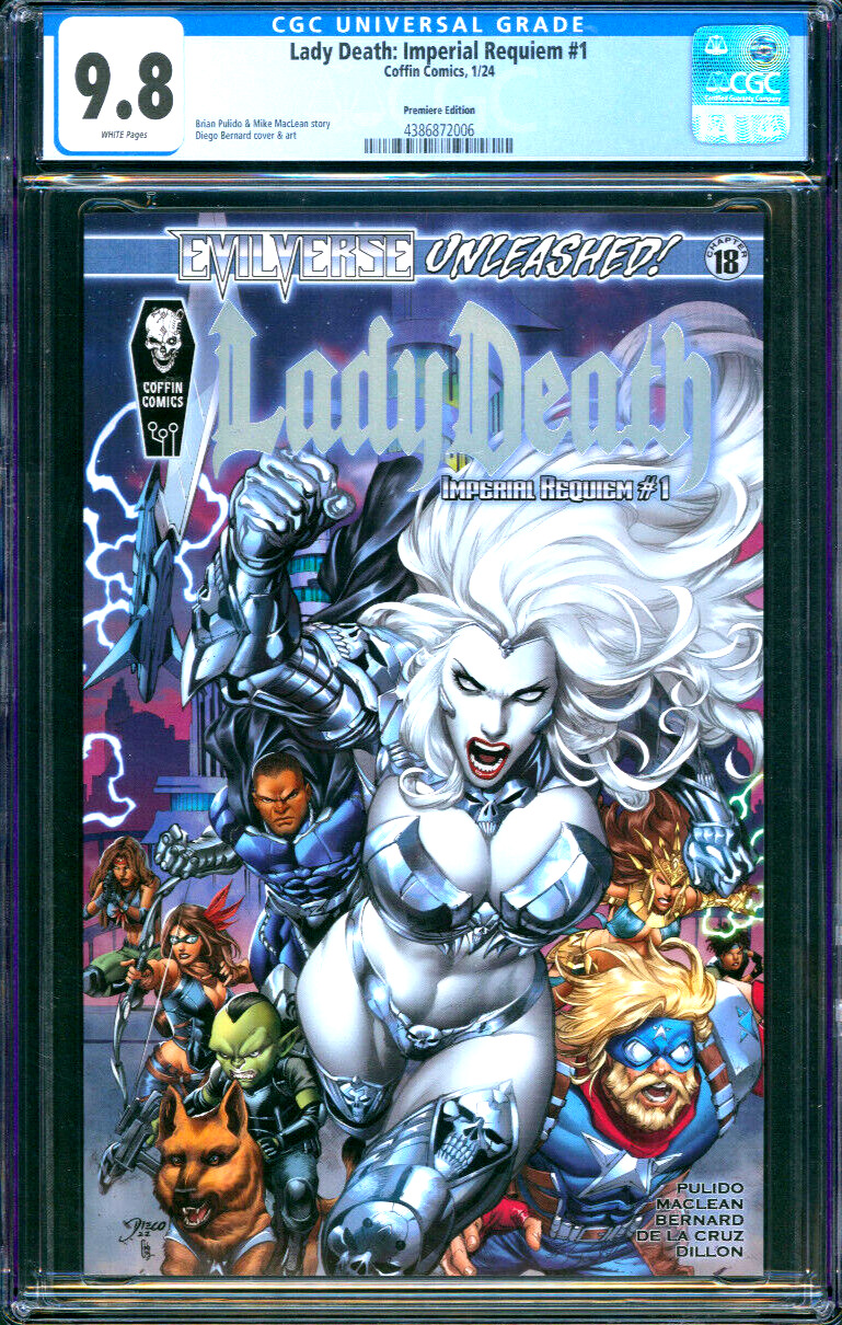 Lady Death Imperial Requiem #1 Bernard Premier Edition Coffin Comics CGC 9.8