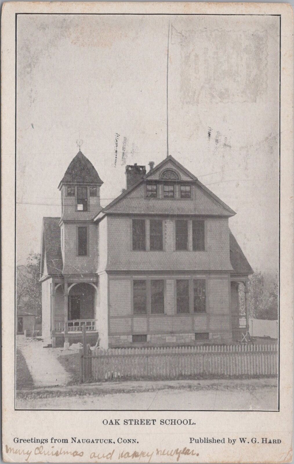 Oak Street School Naugatuck Connecticut 1907 Postcard