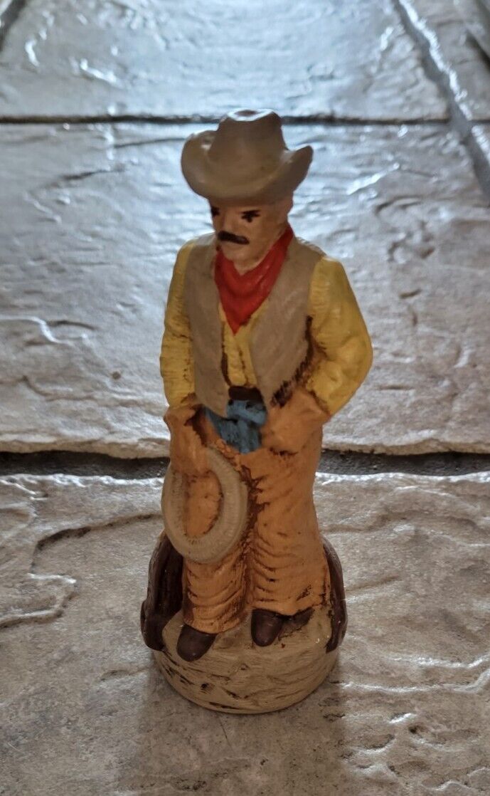Stetson Ceramic Cowboy with Mustache & Rope Figurine Vintage