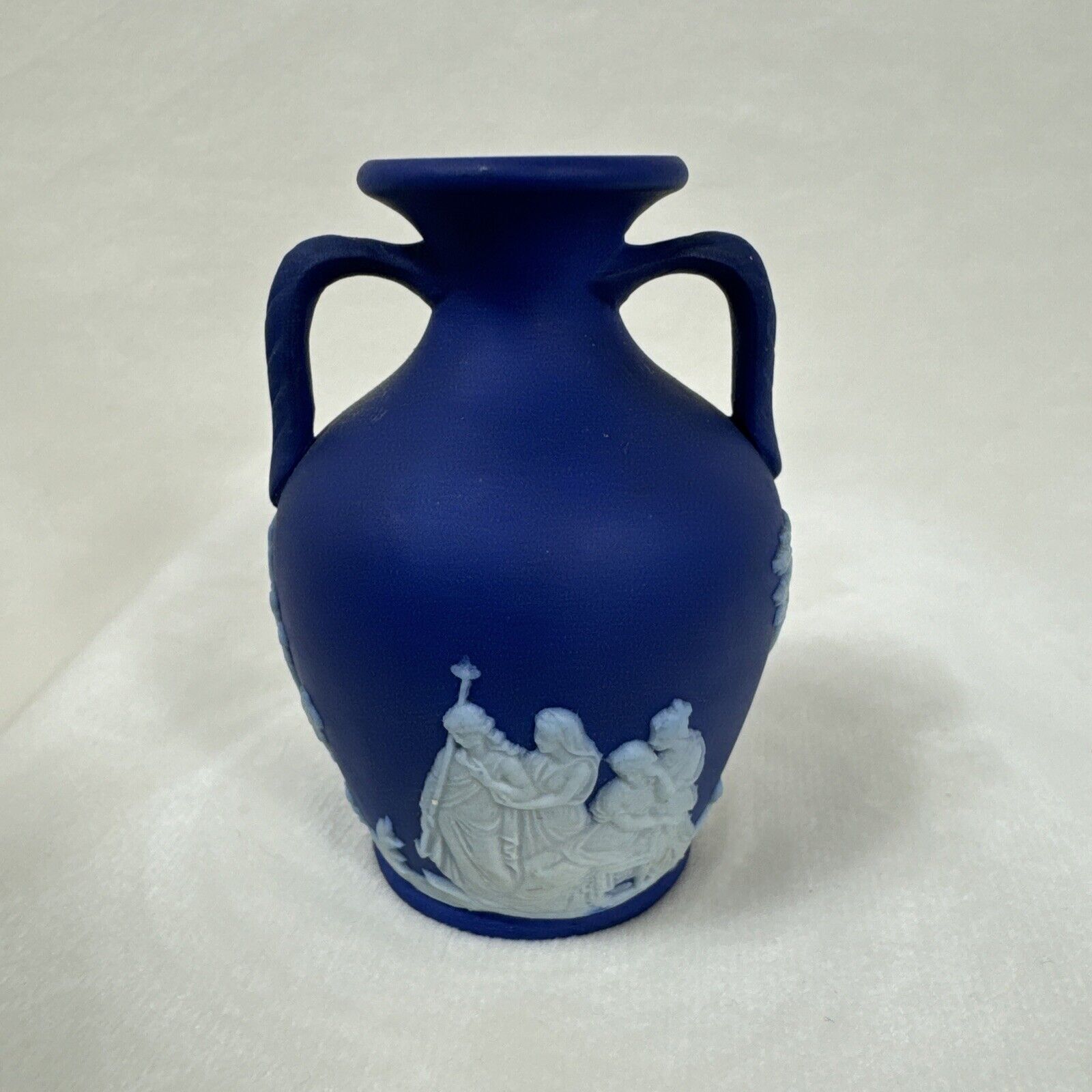 Antique Dark Blue Jasperware Wedgwood Portland Vase 2-1/4”