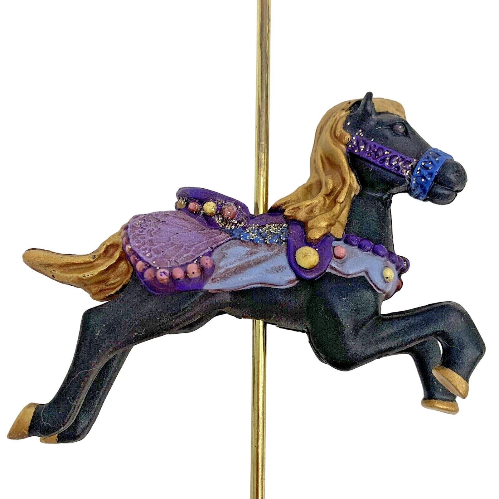 Mr Christmas Carousel Replacement Part Black Horse on 12 in Metal Pole Vintage