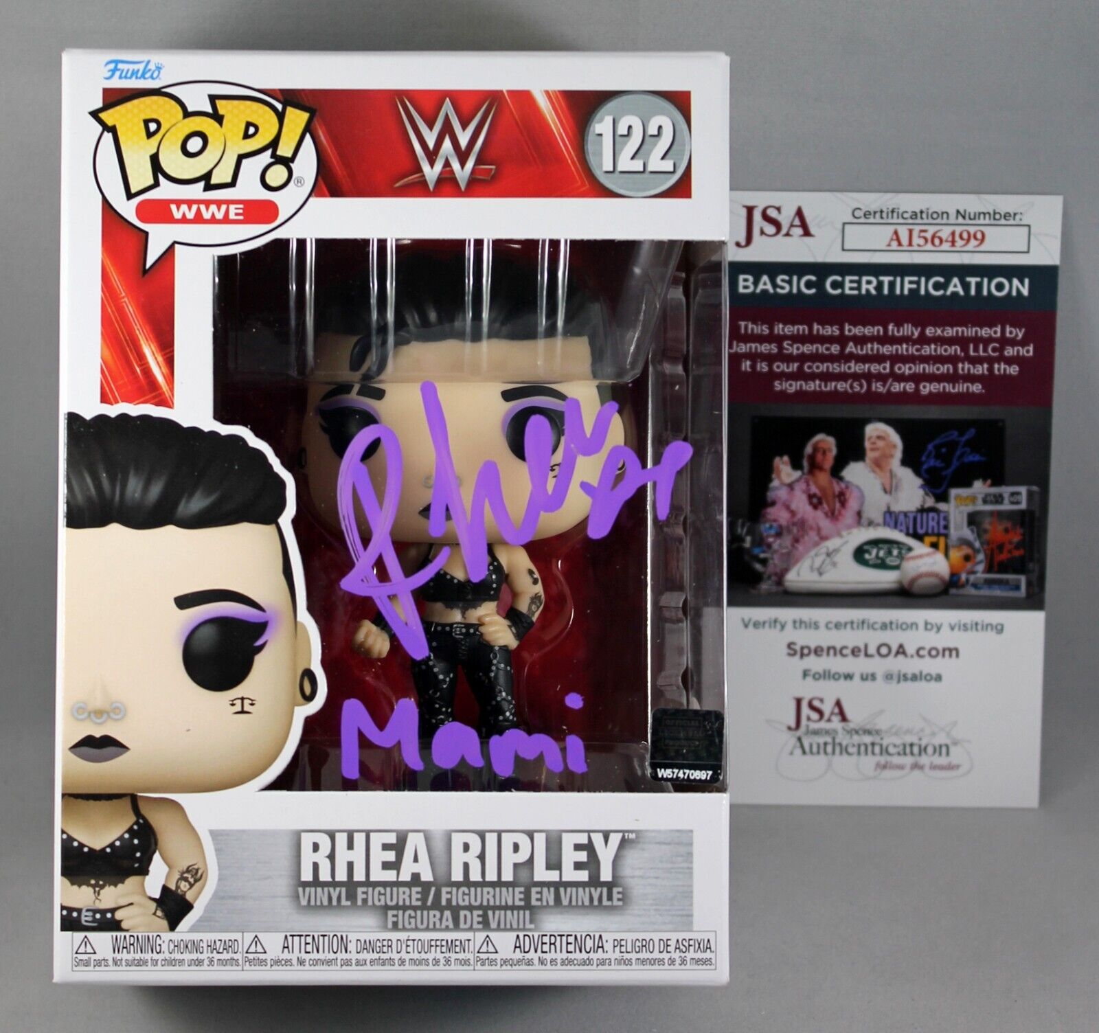 RHEA RIPLEY SIGNED WWE FUNKO POP FIGURE WRESTLING MAMI AUTOGRAPHED +JSA COA