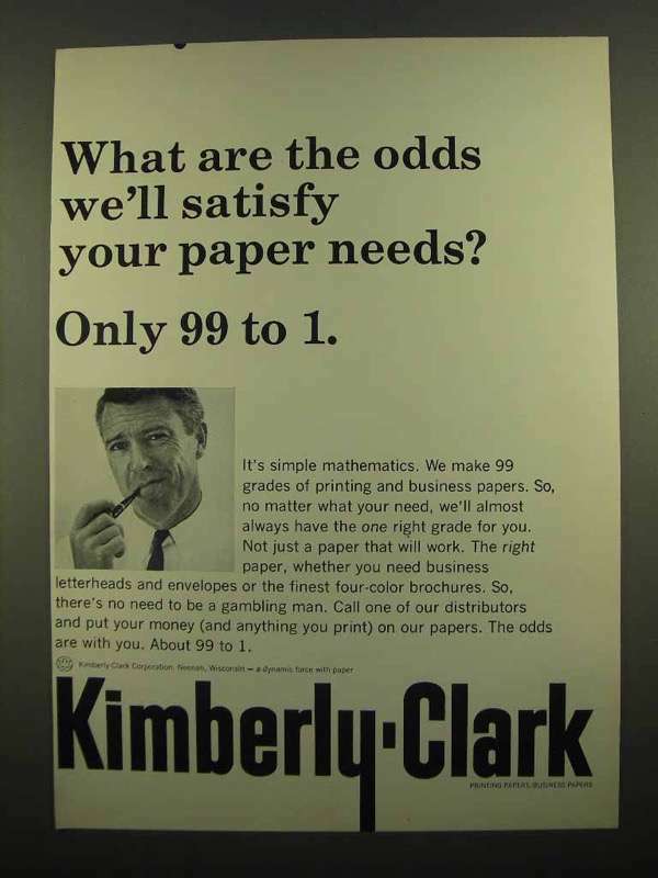 1965 Kimberly-Clark Paper Ad - What Are The Odds