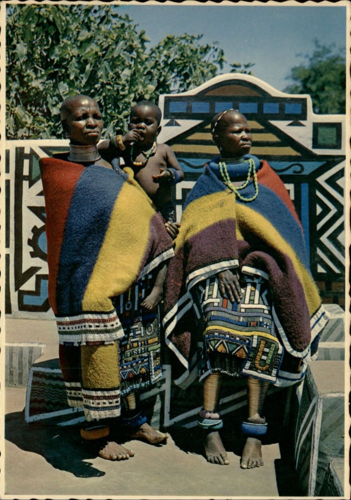 Pretoria South Africa Ndebele people ethnic fashion vintage postcard sku169