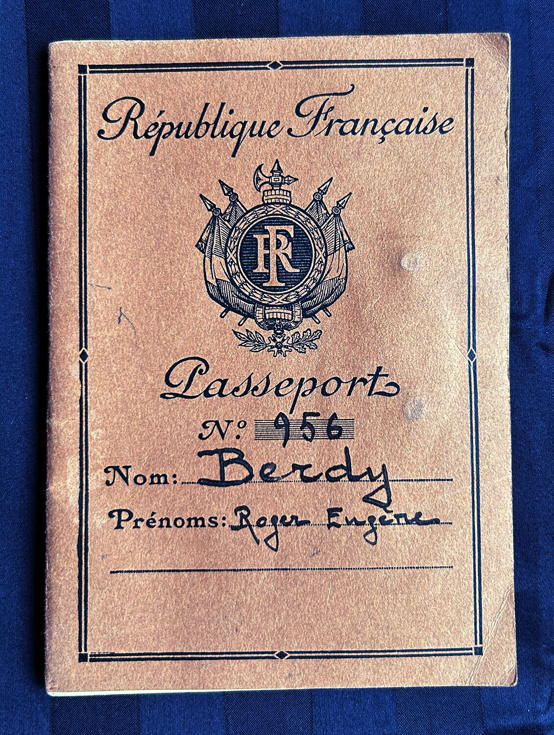Vintage 1950s Passport Republique Francaise French Man Photograph
