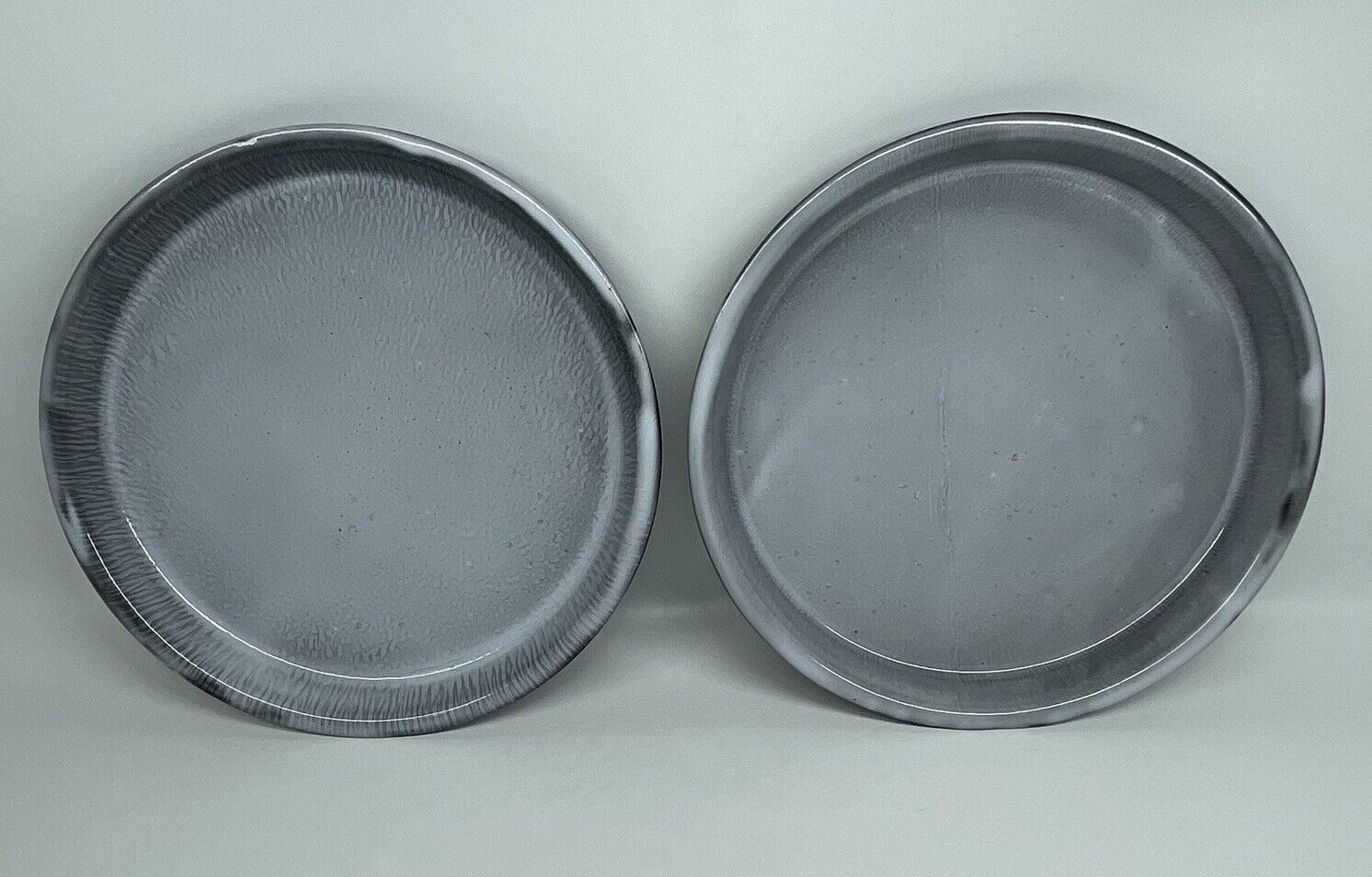 Vtg Gray Graniteware Round Shallow Pans Set of 2 Enamelware 10\