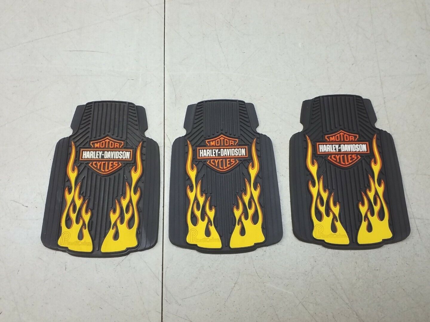 Harley Davidson Motorcycles Rubber Drink Coaster Set Of 3 Mats By Plasticolor